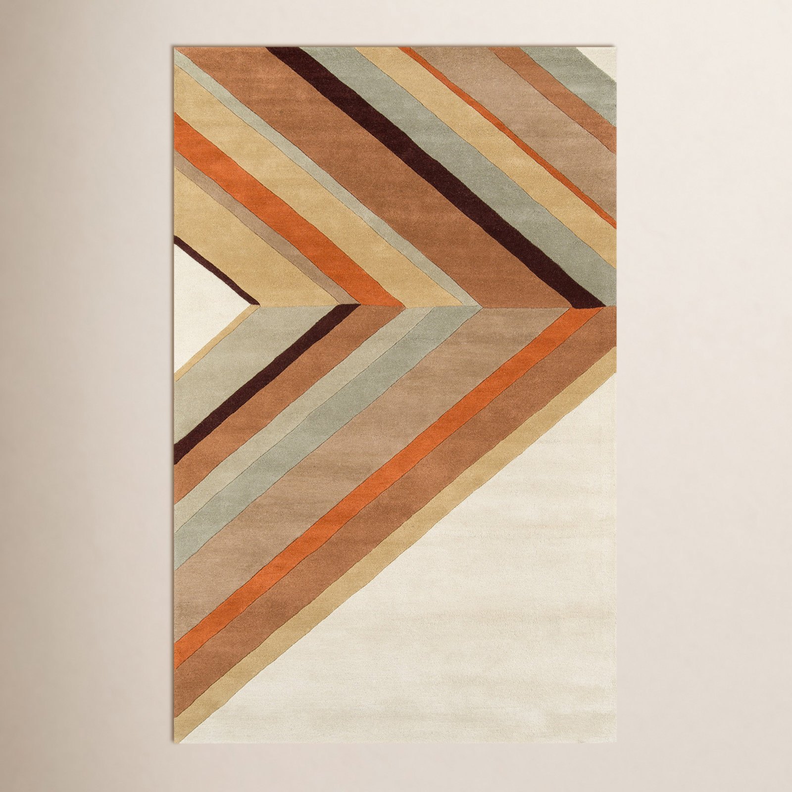Handmade Wool Ivory/Brown/Beige Rug, Rectangle 5' x 8'