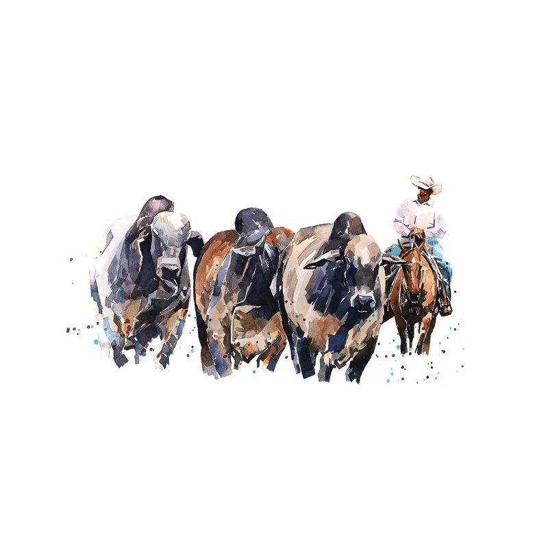 "Brahman" par EdsWatercolours - reproduction d'art sur toile tendue, H 26 po x l 40 po x 1,5 po