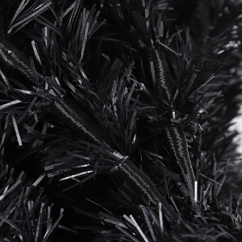 Arbre de Noël artificiel noir de 7,5 pi, conception mince avec 1000 pointes et plante de 7,5 pi avec base en métal