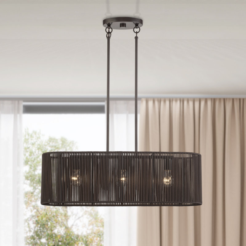 Lustre linéaire moyen en bronze à 3 lumières Acordia, Bronze, 3