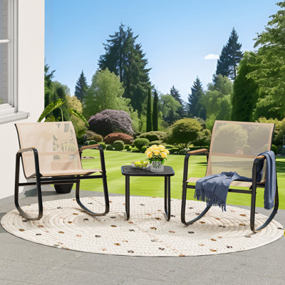 Lagroue Square 2 - Person 17.5'' L Outdoor Glider Chair Bistro Set