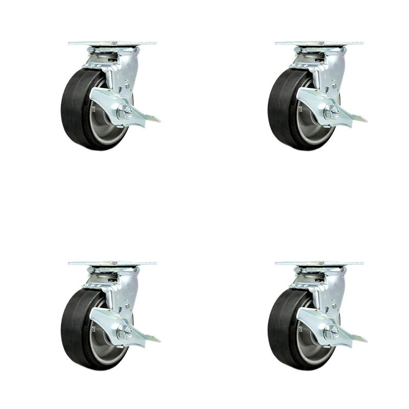 Caoutchouc sur roulettes en aluminium avec roulements et frein
