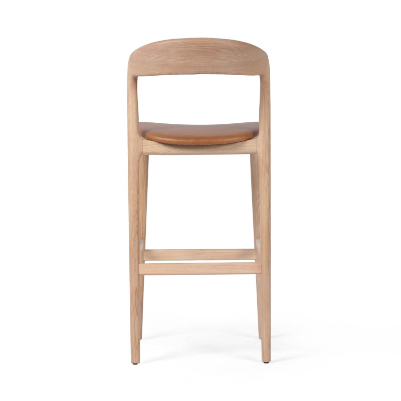 Amare Counter & Bar Stool, Butterscotch Genuine Leather/Natural, Bar Stool (30" Seat Height)