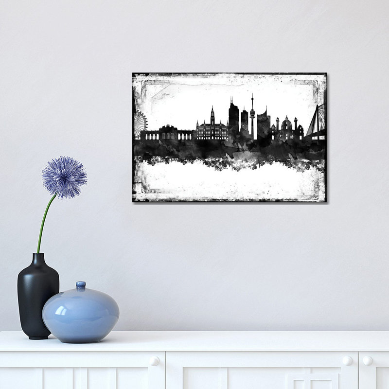 Vienna Black And White Film by WallDecorAddict - Wrapped Canvas Print, 30.48 cm H x 45.72 cm W