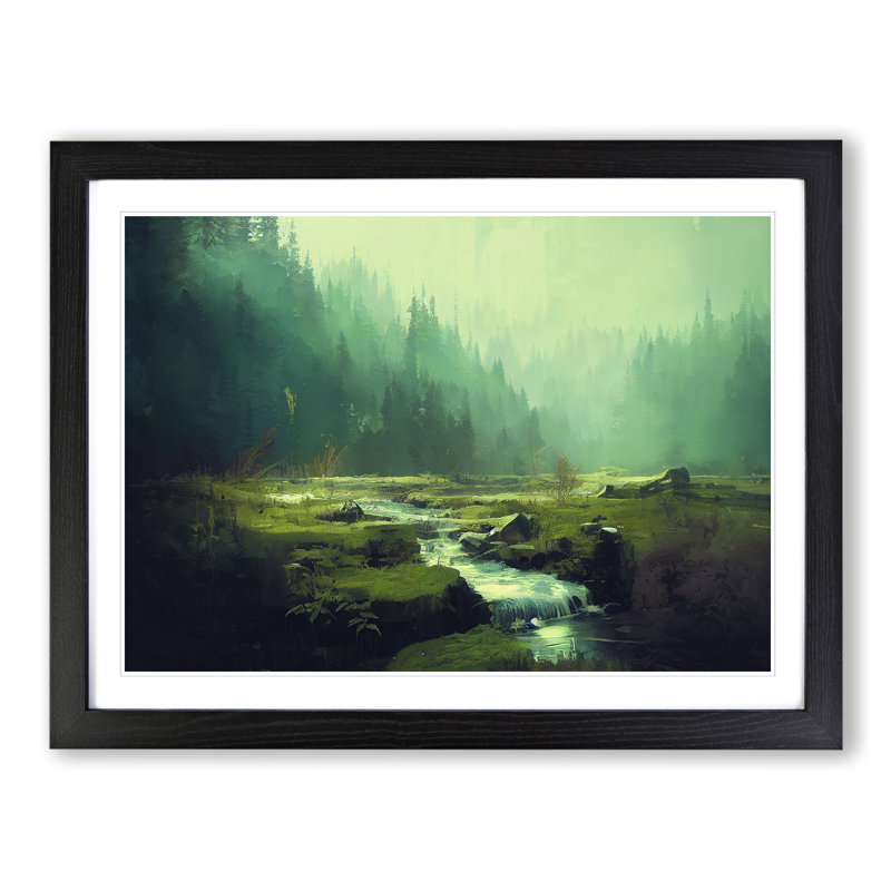 Astonishing Forest Stream - Single Picture Frame Print, Black Framed, 34cm H x 46cm W x 2cm D