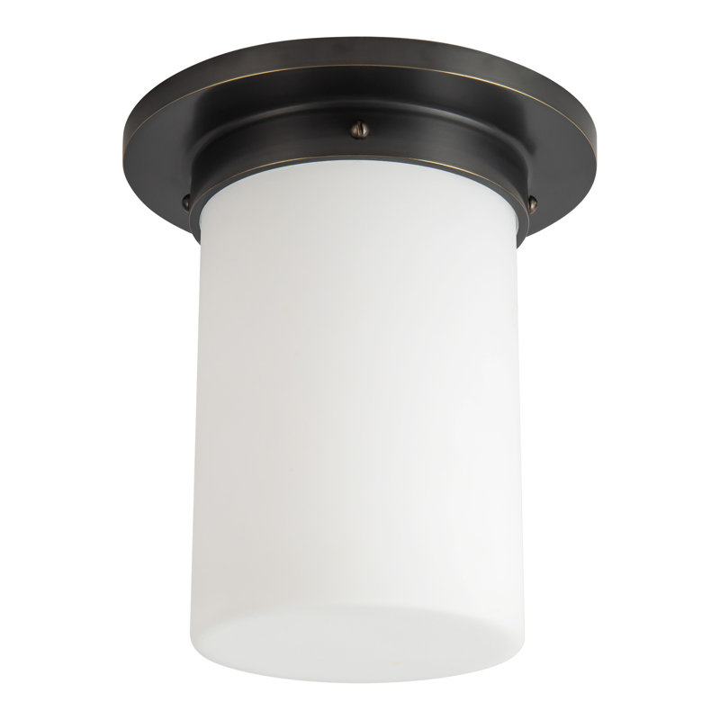 Mineral 8-in Brass Flush Mount, Oil Rubbed Bronze, Opal Glass
