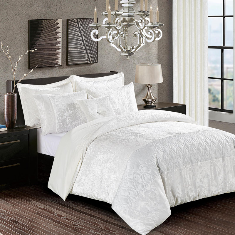 Santiago 3 Piece Crushed Velvet Duvet Cover Set Ultra Soft Luxurious and Easy Care Bedding, Double - 2 Standard Pillowcases