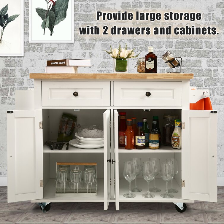 Red Barrel Studio® VicenniaKitchen Island on Wheels - Portable Kitchen Cart