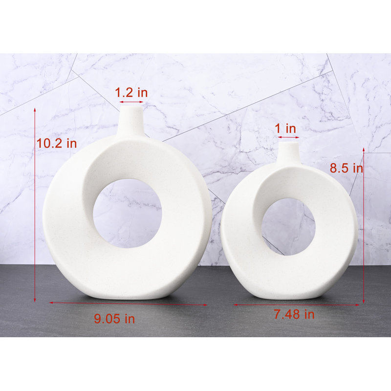 Vase de table en céramique 2 pièces Franklynn, Blanc