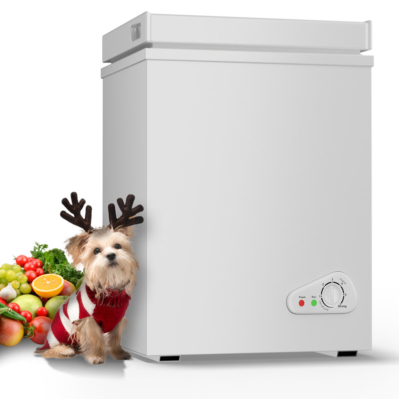 5.0 Cu Ft Garage Ready Chest Freezer All-Climate Compressor Removable Basket Black, Black