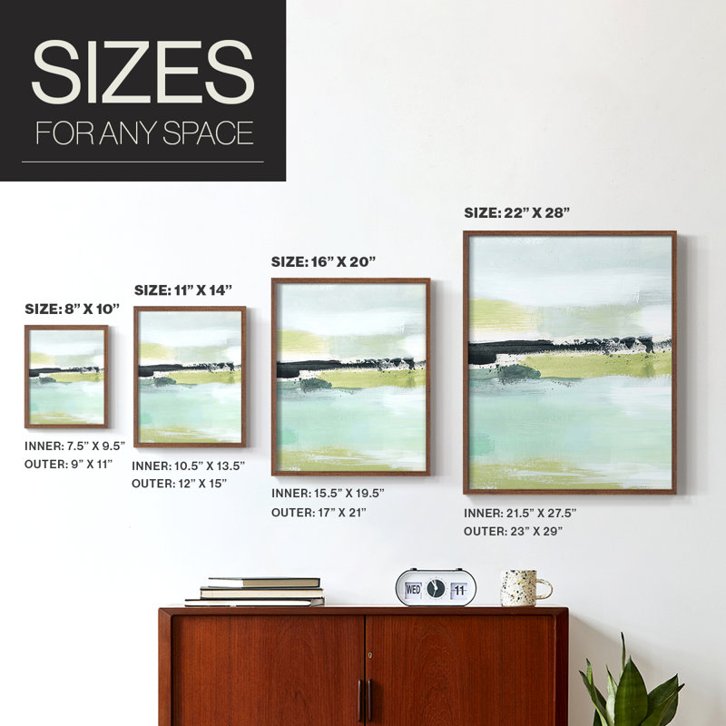 «Sea Green Layers I», reproduction encadrée - bois massif, H 30 po x l 24 po, Noyer
