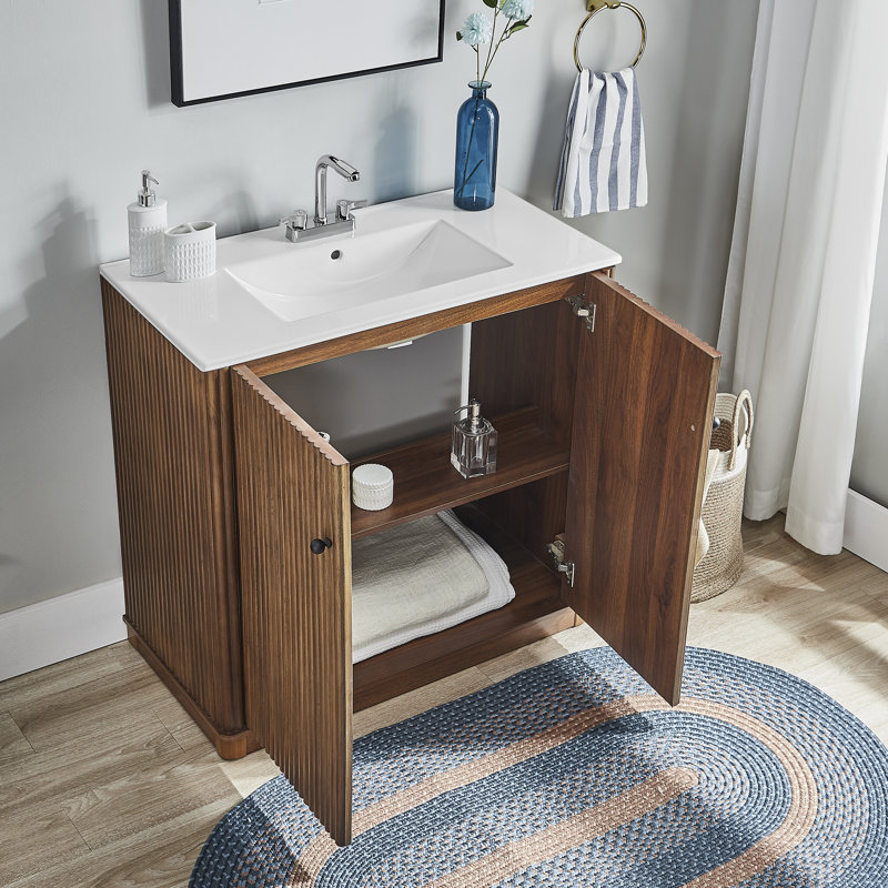 36" Bathroom Vanity in Brown oak, Brown Oak