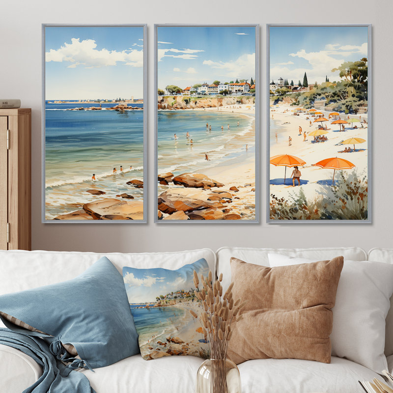 «Vintage Beach Day Tranquility III - Coastal Beach», art mural, Toile tendue, H 28 po x l 36 po x P 1 po