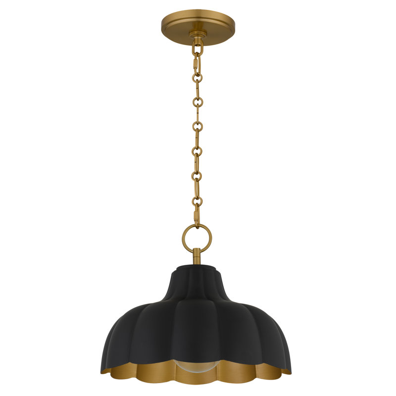 Luminaire suspendu noir mat 1 lumière Leanne, 100 watts, H 62,75 po x l 12 po x P 12 po