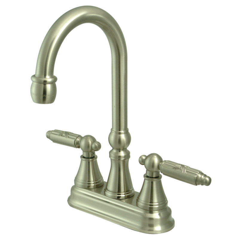 Kingston Brass Georgian Two-Handle 2-Hole Deck Mount Bar Faucet, Brushed Nickel
