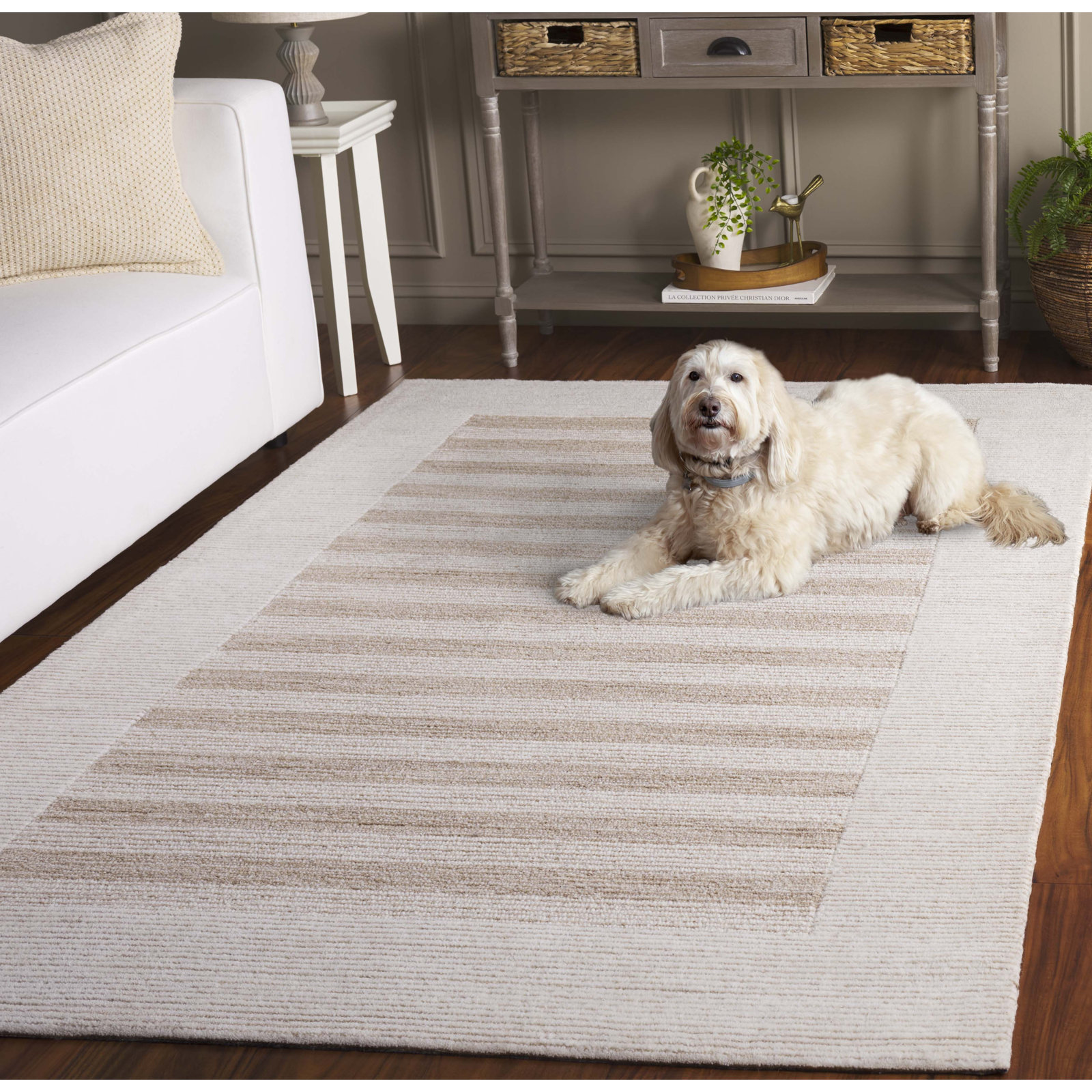 Hand-Tufted Striped Wool Rug, Rectangle 5' x 8'