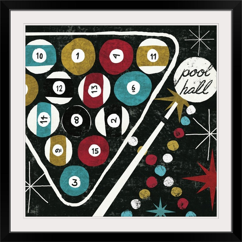 «Brodin Vegas Pool Hall» par Michael Mullan, impression, H 24 po x l 24 po x P 1 po, Cadre noir