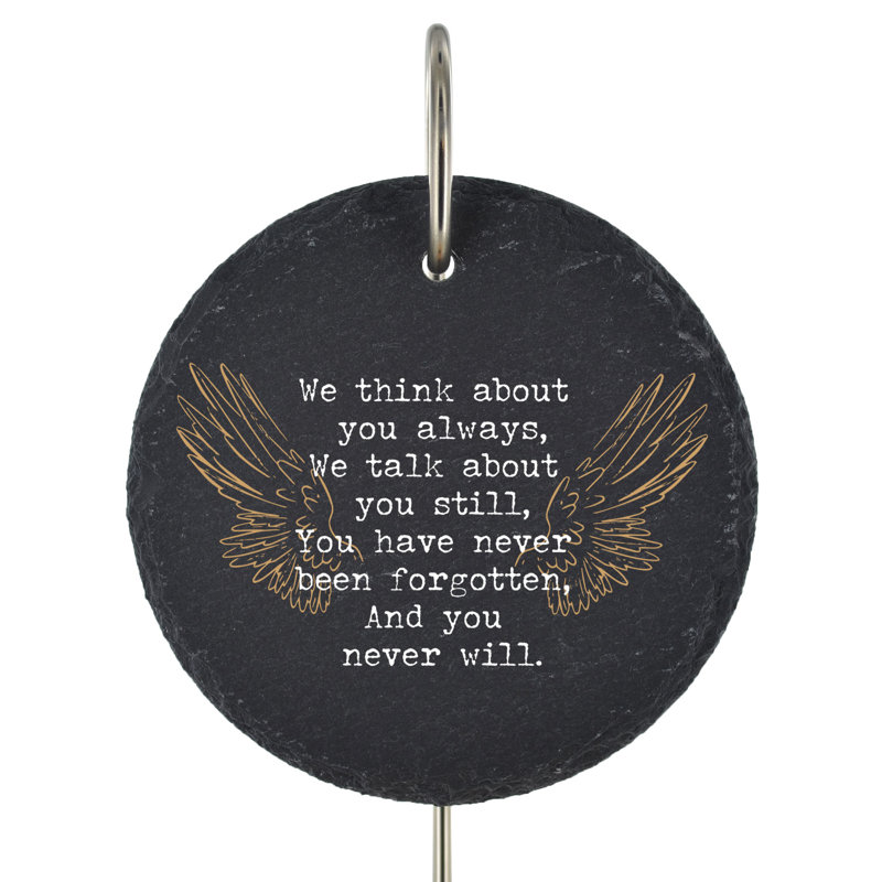 Blondena Enlighten Never Been Forgotten Circle Slate Memorial Plaque