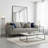 Keeley Black and Ivory Blend Chenille Tweed Fabric Sofa with Walnut Legs