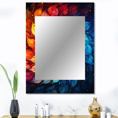 ColorfulFloral Fractal Spiral III - miroir fractal, miroir mural moderne unique, impression d'art en métal