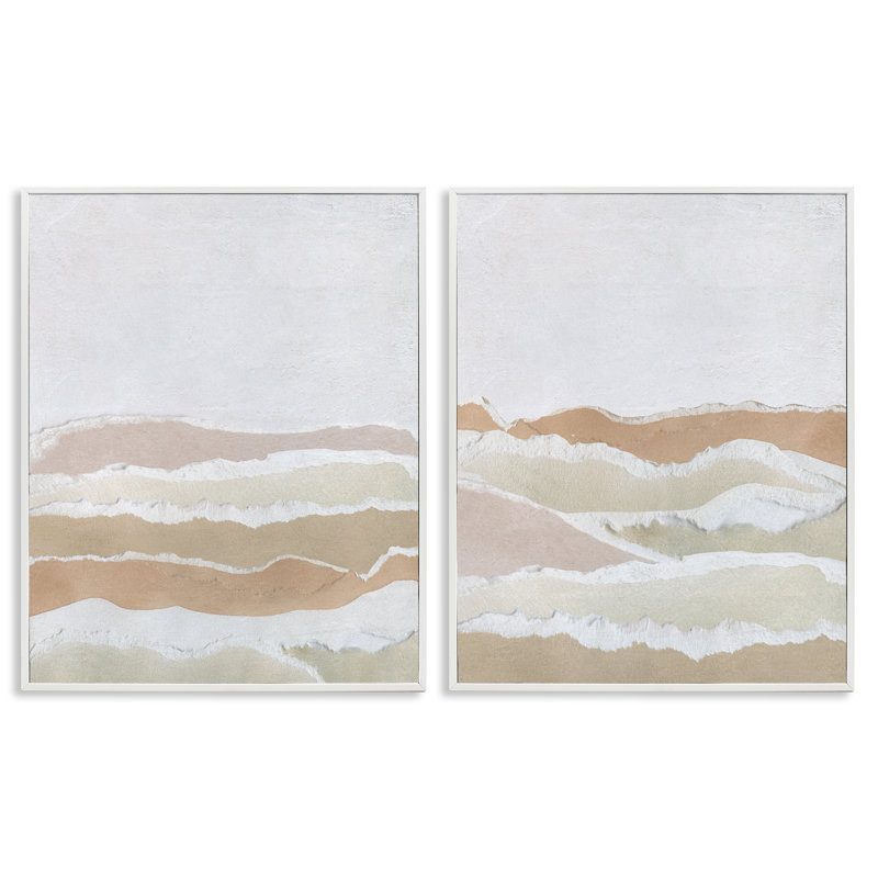 «Abstract Mountain Valley», ensemble de 2 giclées d'art encadrées par Carol Robinson, Giclée encadrée blanc bord de mer