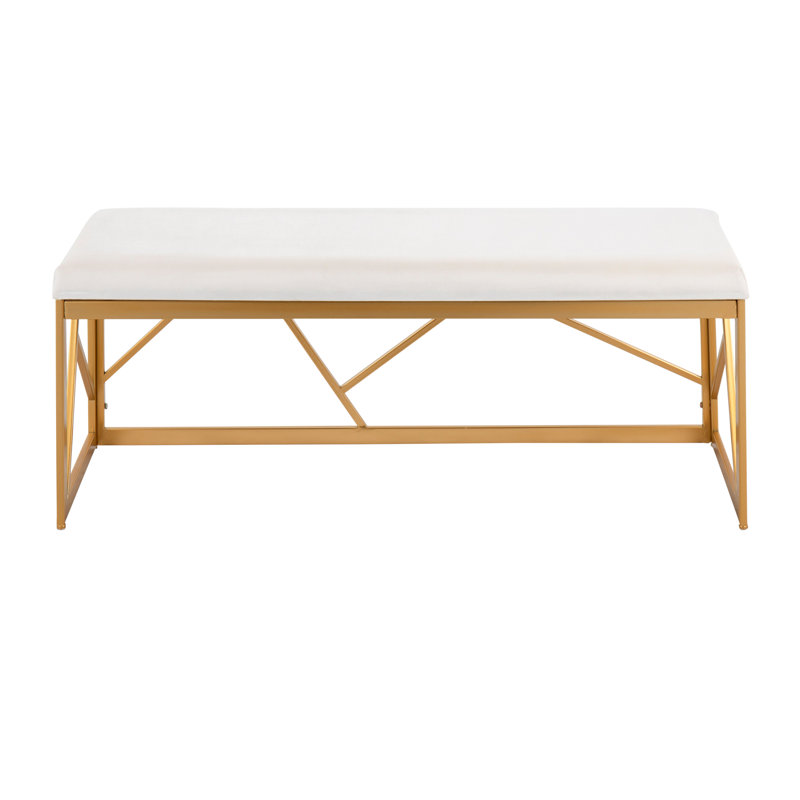 Fayette Velvet Bench, White 