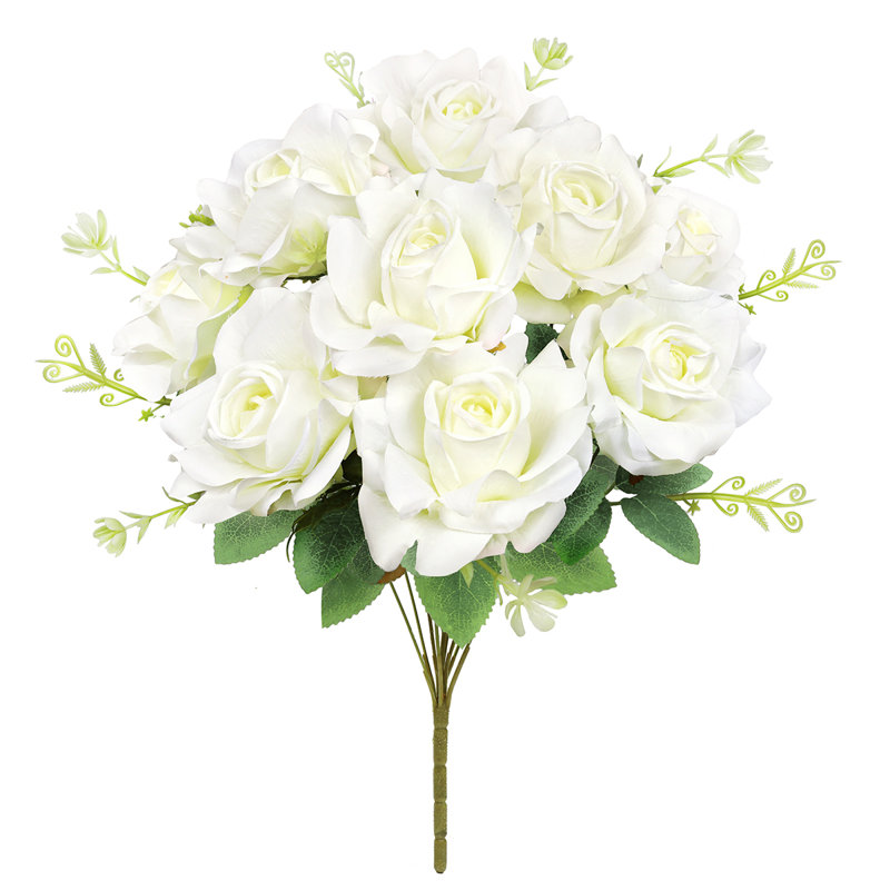 Bouquet de tiges de roses artificielles gardénia, Blanc, crème