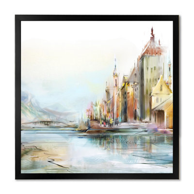 " Zurich By The River In Afternoon Sunlight " Painting Print