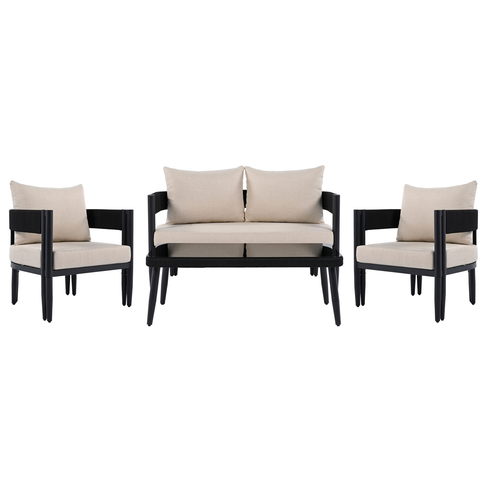 Viola 4 Piece Conversation Set, Taupe
