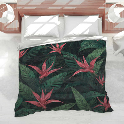 Pink Tropical Flowers Comforter