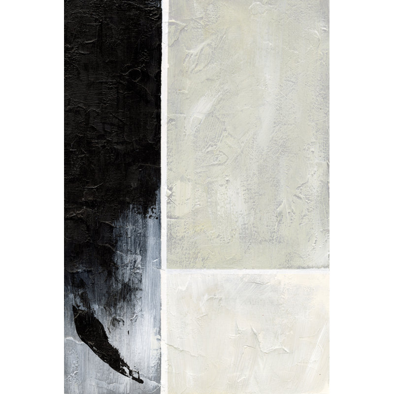 Black Neutral Abstract - Wrapped Canvas Painting, 76cm H x 51cm W x 3.8cm D