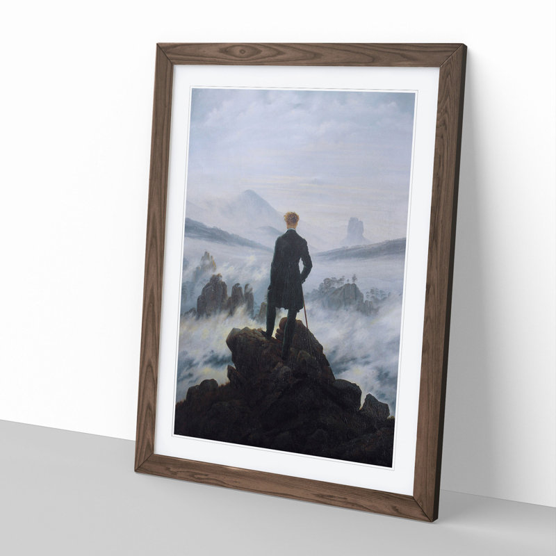 Wanderer Above the Sea of Fog Vol.2 by Caspar David Friedrich - Framed Print, Walnut, 65cm H x 48cm W x 2cm D