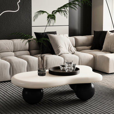 Table basse de 40 pouces en forme de nuage avec 3 pieds sphériques pour le salon
