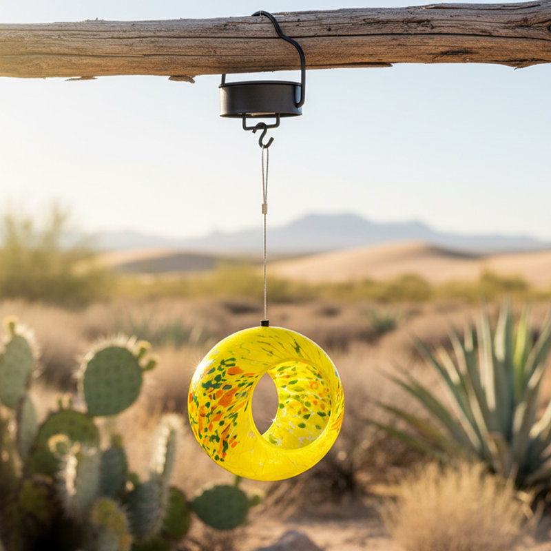 Mangeoire solaire pour oiseaux avec design en verre - Éclat d'été, Éclat d'été