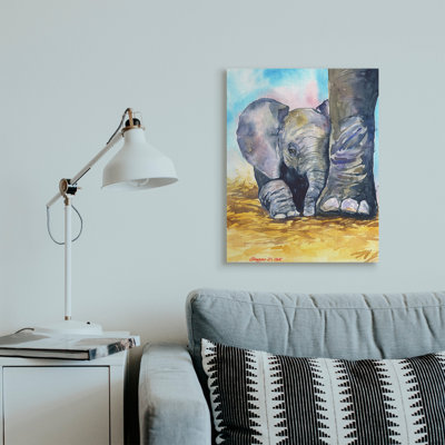 " Baby Elephant at Feet " Painting