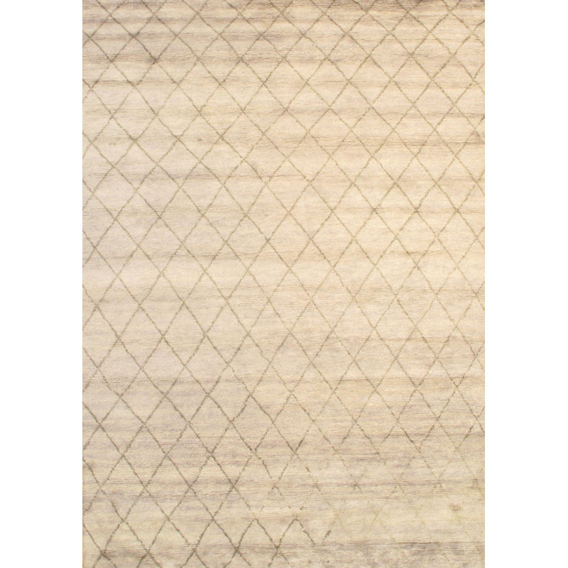 Moroccan Wool Geometric Area Rug in Ivory, Rectangle 6'2" X 9'