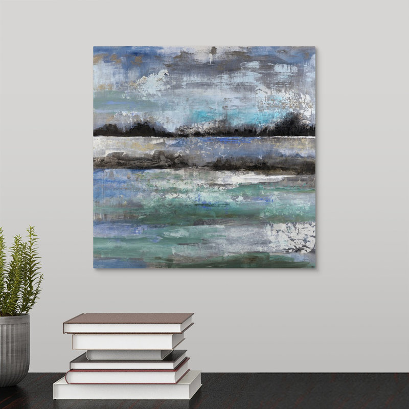 « lake ile », peinture sur toile, H 12 po x l 12 po x P 1,25 po, Toile tendue