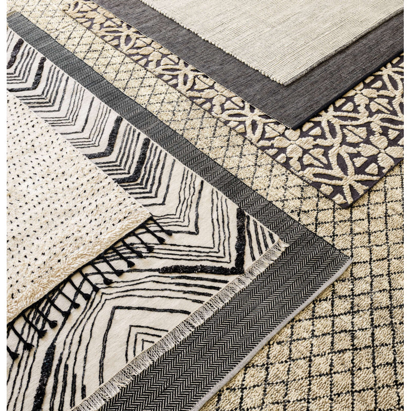 Network Black Handwoven Wool Rug, Rectangle 9'6" x 13'6"