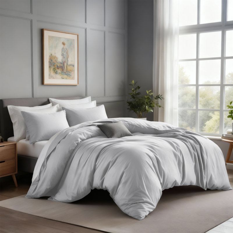 Luxury Grey Microfiber Duvet Cover Set – Hotel-Quality, Ultra-Soft, Durable, Lightweight Bedding With Matching Pillowcases