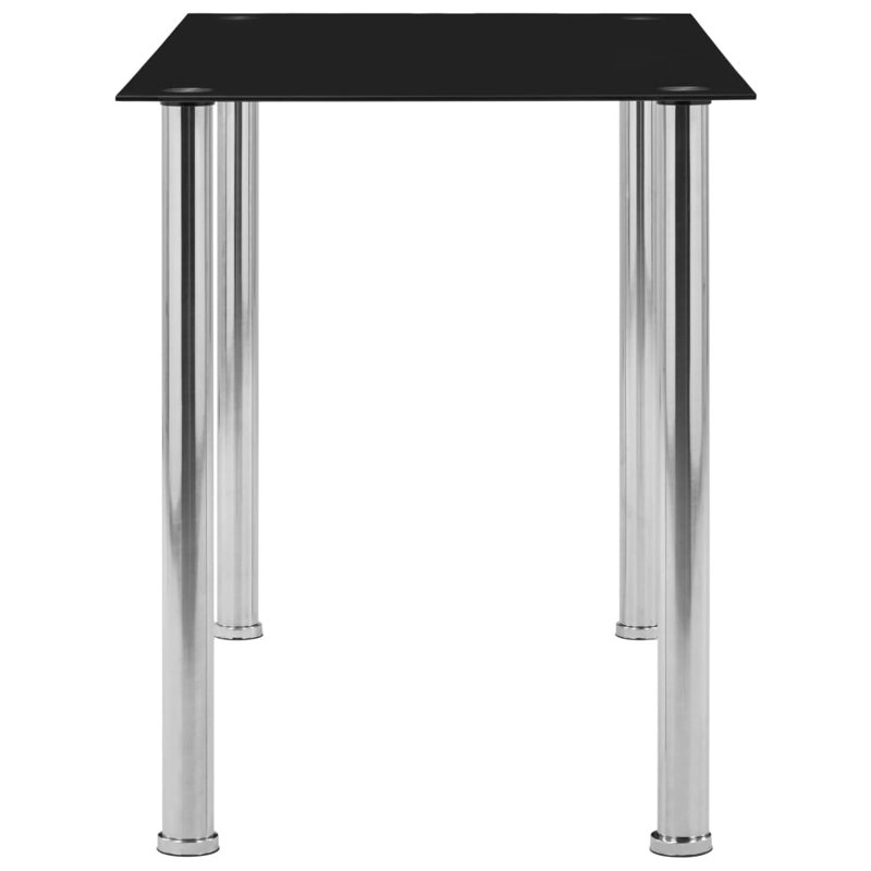 Searcy Glass Top Metal Base Dining Table, Black/Silver, 75cmH x 120cmL x 60cmW
