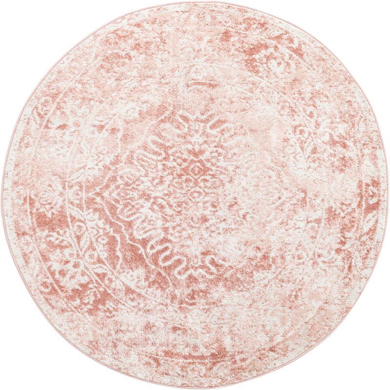 Tapis contemporain Contemporary Ostby rose, Rond 5 pi