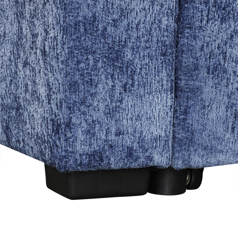 Convertible L-Shaped Sofa Bed with Console and Storage, Blue Chenille 