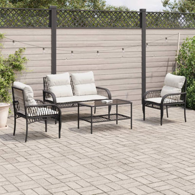 Bay Isle Home™ 4 Piece Patio Sofa Set With Cushions Poly Rattan