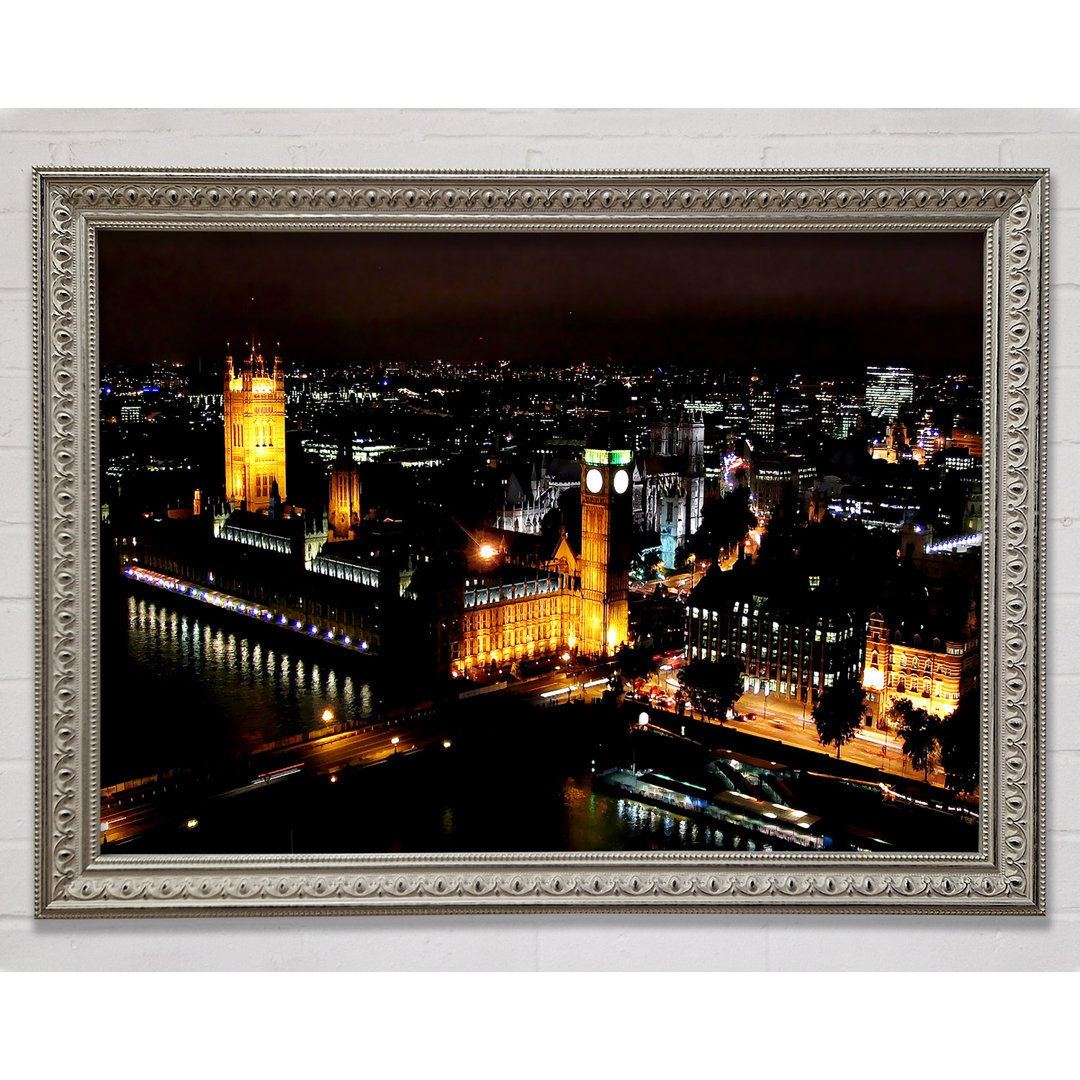 London Ariel Blick Nacht Lichter - Druck