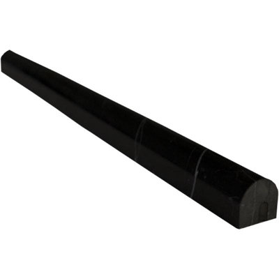 12" x 2" Polished Marble Chair Rail Tile Trim in Black