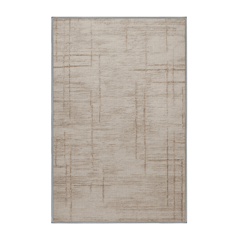 Machine Washable Abstract Gray Area Rug, Rectangle 2' x 3'