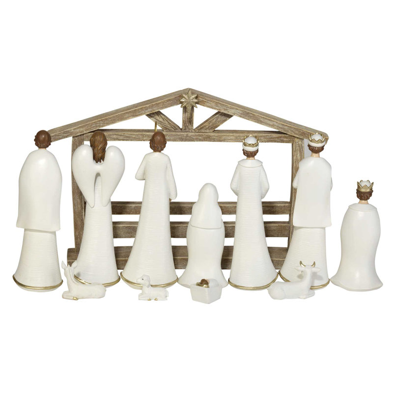 Ensemble de crèche de Noël / crèche blanche 11 pièces 10 po