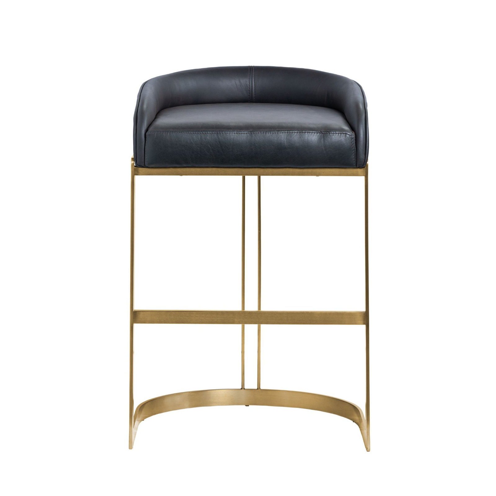 Bradley Genuine Leather Bar & Counter Stool, Bar Stool (28.75" Seat Height), Ebony