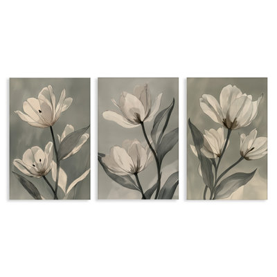 Flower Trios Portraits 3pc Canvas Set, design by Annabelle Hall