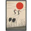 «Red Sun with Two Cranes Minimalist Nature Scene», reproduction d'art sur toile encadrée dans la chambre principale-1068314702-1068314691
